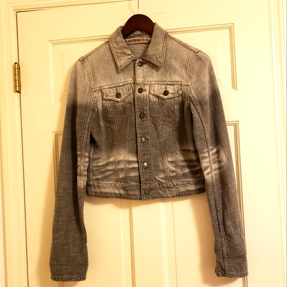 Express Jackets & Blazers - Express gray denim distressed jacket, S